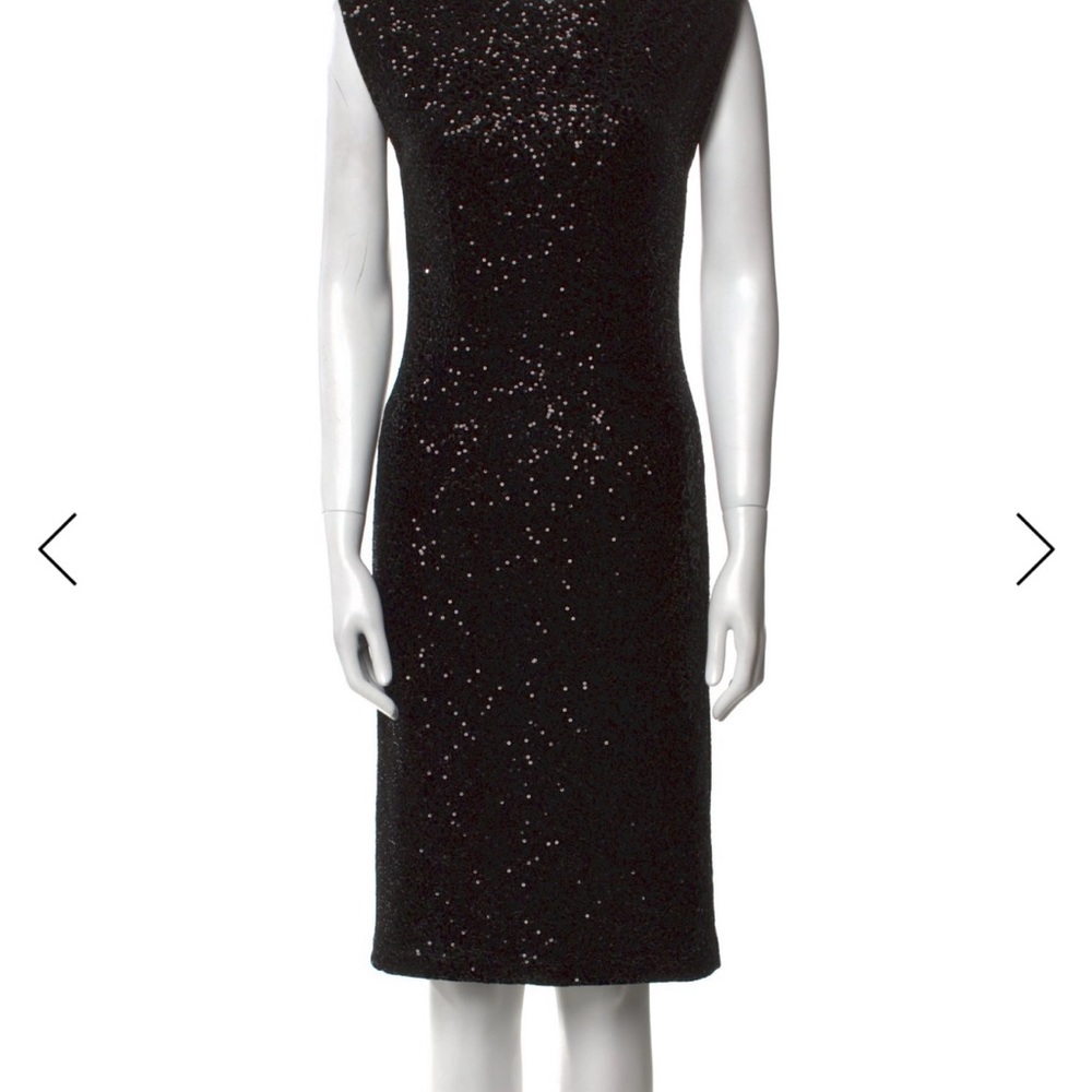 Alice + Olivia Black Sequin Midi Dress